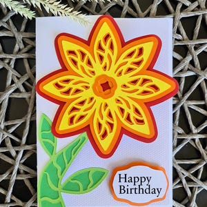 Biglietto di auguri floreale 3D fatto a mano – Biglietto di auguri floreale, elegante biglietto fatto a mano, regalo per lei, compleanno, matrimonio, anniversario, occasione speciale