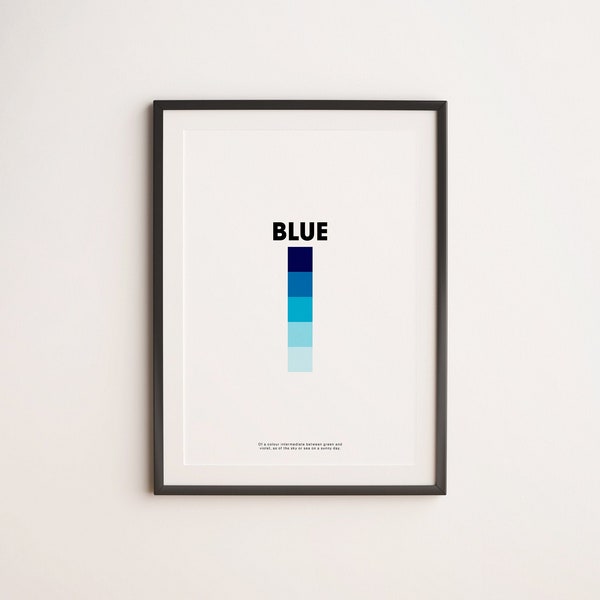 Impression de nuancier en couleur bleue, Affiche de nuancier, Impression de nuancier en couleur, Échantillon de couleur bleue, Affiche pantone bleue, Affiche pantone, Art de salon
