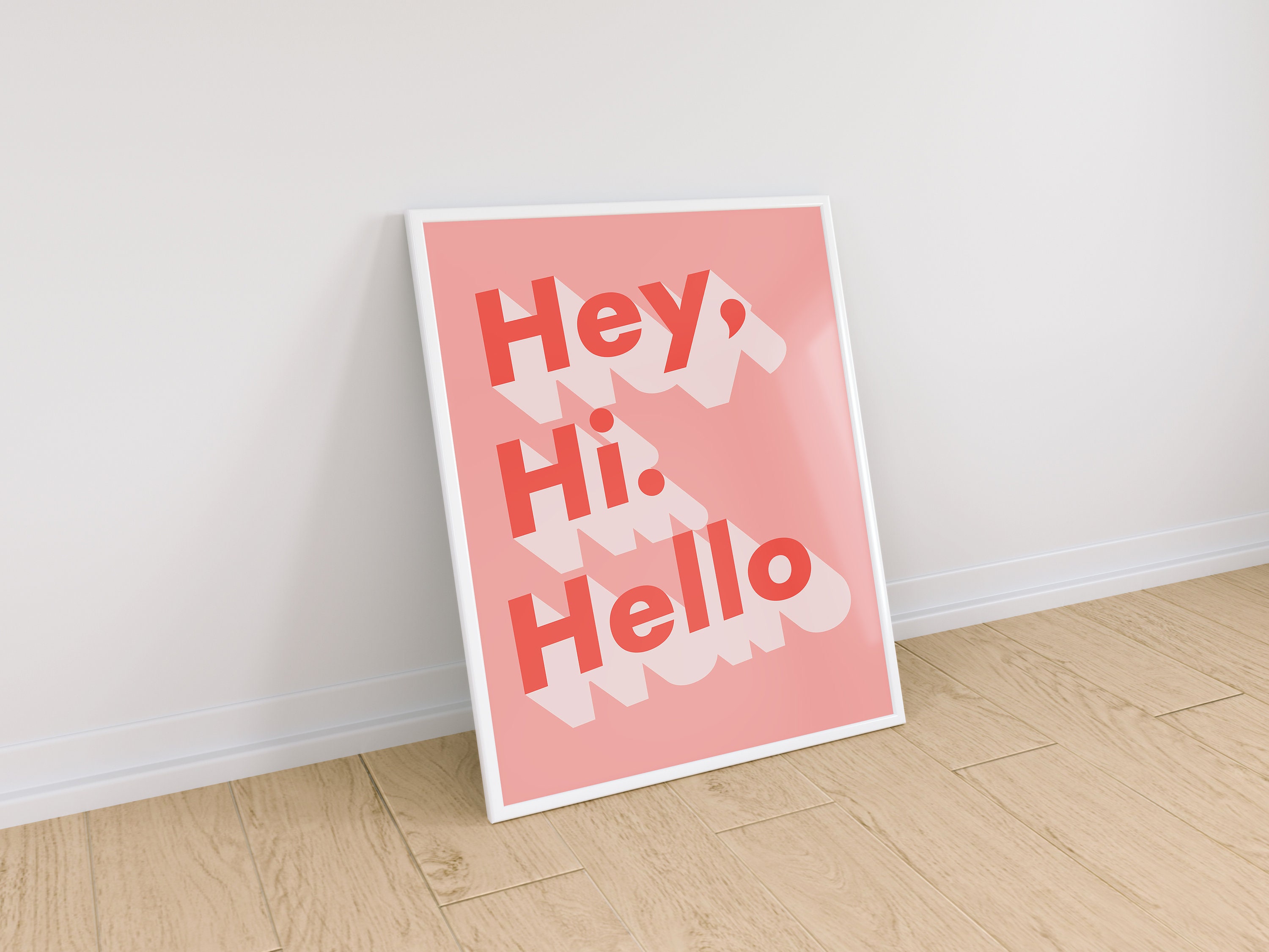 Hey Hi Hello Art Print Typography Art Hello Poster - Etsy