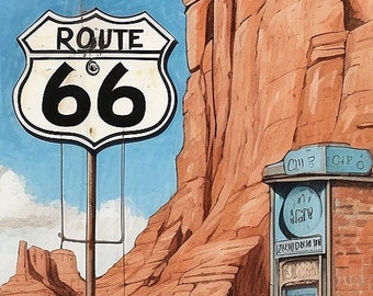 Junk Journal Kit, Route 66 Ephemera, Digital Download, Printable