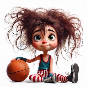12 Clipart di ragazze di basket stravaganti - Immagini JPG a tema sportivo 300 DPI per uso personale e commerciale