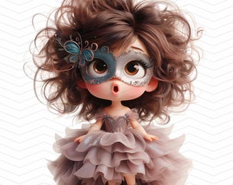 Masquerade Ball Clipart: Whimsical Princess JPG Bundle (Commercial Use