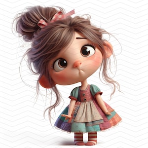 Paquete de imágenes prediseñadas de una muñeca de trapo caprichosa / Alta resolución (30 x 30 cm) / 300 DPI / Descarga digital instantánea / Uso personal y comercial