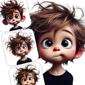 Imágenes prediseñadas de niño peculiar: retrato con expresiones divertidas, 10 imágenes JPG extravagantes de 300 DPI para uso personal y comercial