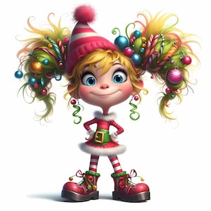 12 Aquarell skurrile Weihnachten Mädchen Clipart - Kommerzielle Nutzung Urlaub digitaler Download für Karten & Kunsthandwerk