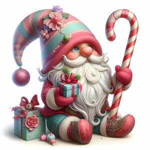 Clipart de Natal caprichoso, uso comercial, gnomo de Natal fofo, gnomo caprichoso, gnomo de Natal peculiar, pacote de clipart, kit digital