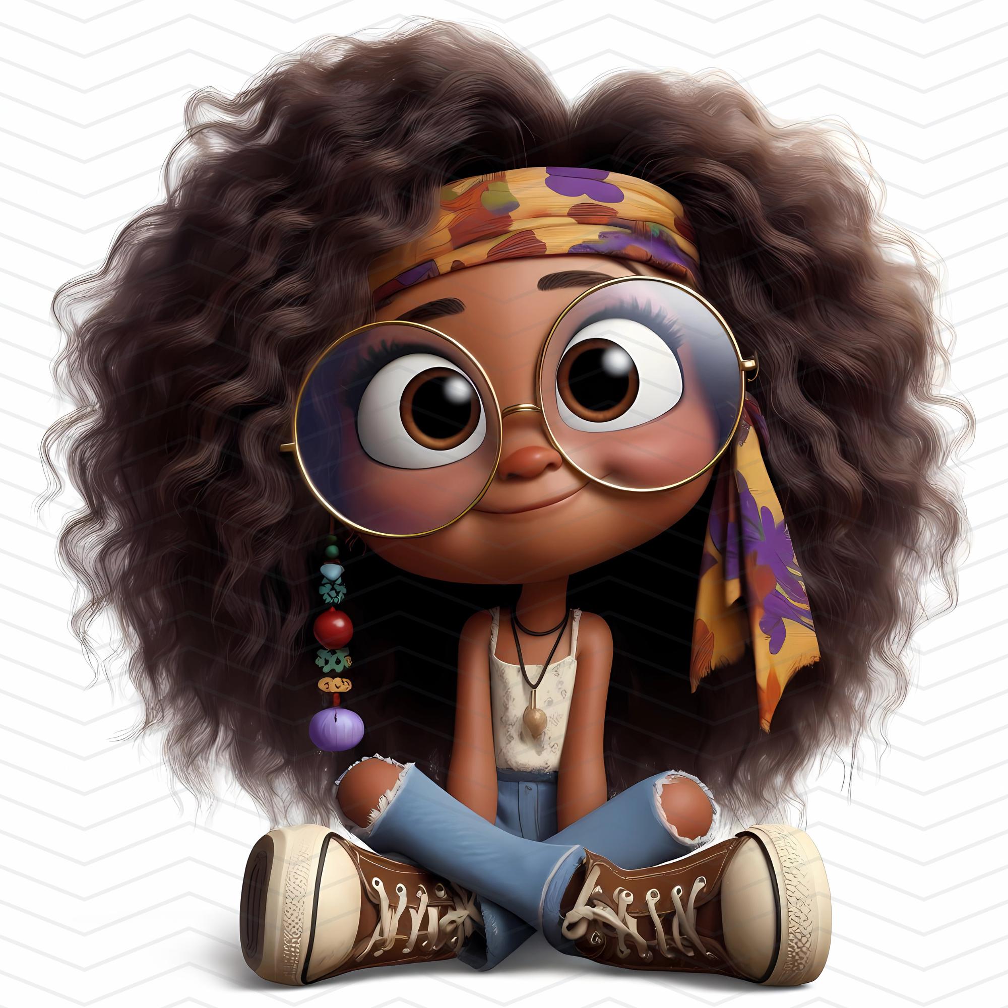 Quirky Hippie Girl Clipart: Commercial Use Graphics (300 DPI JPGs, Digital  Download), image size:2000x2000