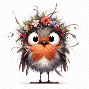 Whimsy Robin Watercolor Robin Clipart: Whimsical Chick Bundle (JPG Images) - Etsy