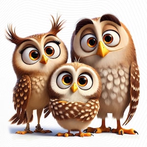 Pacote de clipart de coruja - 12 corujas excêntricas e peculiares, clipart de animais da floresta, ilustração JPG, 300 DPI, uso comercial