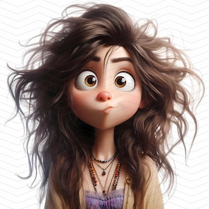 12 Quirky Girl Clipart - Funny Expressions Portrait JPG Images 300 DPI for Personal and Commercial Use