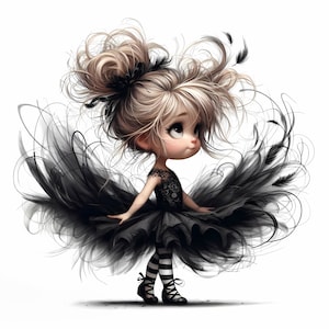 10 schrullig Ballerina Mädchen Clipart, kommerzielle Nutzung, 10 wunderliche Ballerinas, Ballett Mädchen Clip Art, Instant Download, druckbar