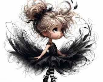 10 schrullig Ballerina Mädchen Clipart, kommerzielle Nutzung, 10 wunderliche Ballerinas, Ballett Mädchen Clip Art, Instant Download, druckbar