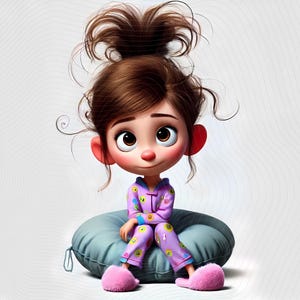 12 Whimsical Girl Clipart - Quirky Girls on Bean Bags & Poofy Chairs Digital Download 300 DPI for Personal and Commercial Use