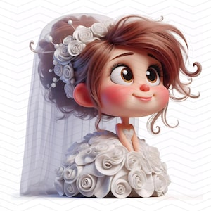 12 wunderliche Braut Clip Art | Elegante Verspielte Hochzeit Illustrationen | Digitaler Download | Braut JPG für Einladungen, Aufkleber & POD