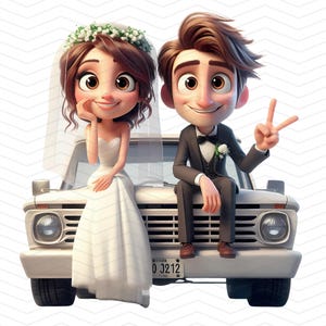 Clipart de casal recém-casado | 10 noivas e noivos peculiares | Alta resolução | Download instantâneo | Uso pessoal e comercial