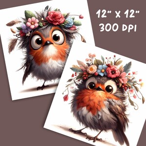 Whimsy Robin Watercolor Robin Clipart: Whimsical Chick Bundle (JPG Images) - Etsy