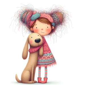 20 cliparts fille excentrique, usage commercial, amour de chiot excentrique mignon, 300 DPI JPG, téléchargement immédiat, cartes bricolage, clipart chien de compagnie