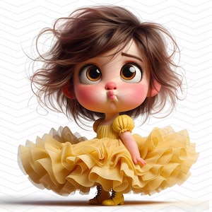 10 cliparts fille fantaisiste - Clipart filles en robes à volants | Illustrations de mode ludiques | Téléchargement numérique, utilisation personnelle et commerciale