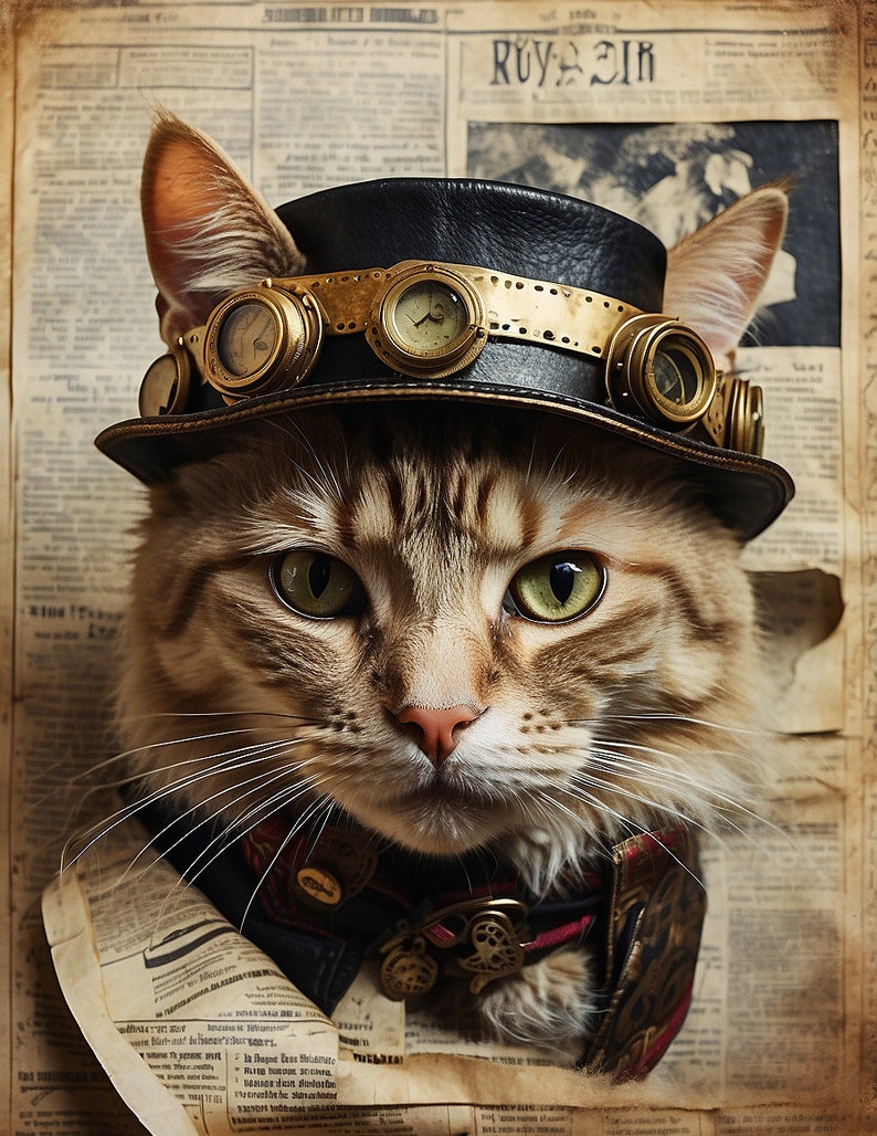 Steampunk Cats, Digital Art - Instant Download - Etsy