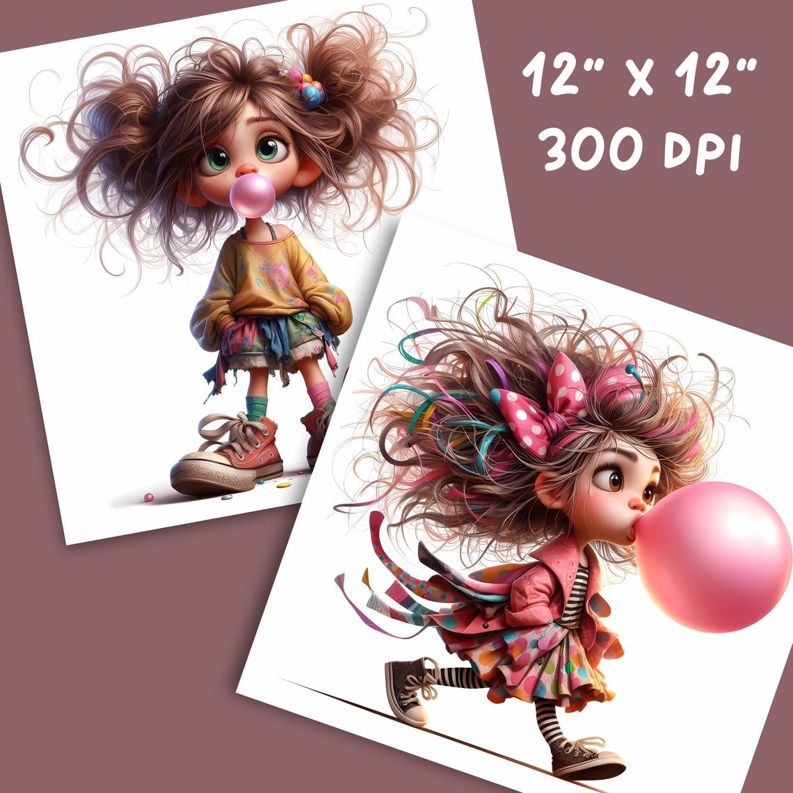 Quirky Girl Clipart, Commercial Use, Cute Whimsical Girl, 300 DPI Jpgs ...