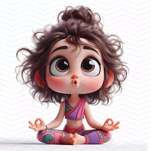 10 wunderliche Yoga Posen Clipart | Skurrile Achtsamkeit Illustrationen | Digitaler Download | Yoga JPG für Sticker, Planer & POD