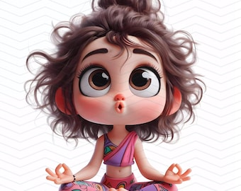Whimsical Yoga Poses Clipart: Quirky Mindfulness Illustrations (Digital Download)