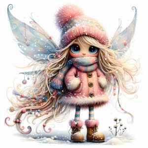 20 Quirky Girl Clipart, Commercial Use, Snow Fairy Clipart, 300 DPI JPGs, Instant Download, Cute Whimsical Fairy, Snow Fairy clipart