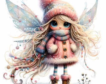 20 Quirky Girl Clipart, Commercial Use, Snow Fairy Clipart, 300 DPI JPGs, Instant Download, Cute Whimsical Fairy, Snow Fairy clipart