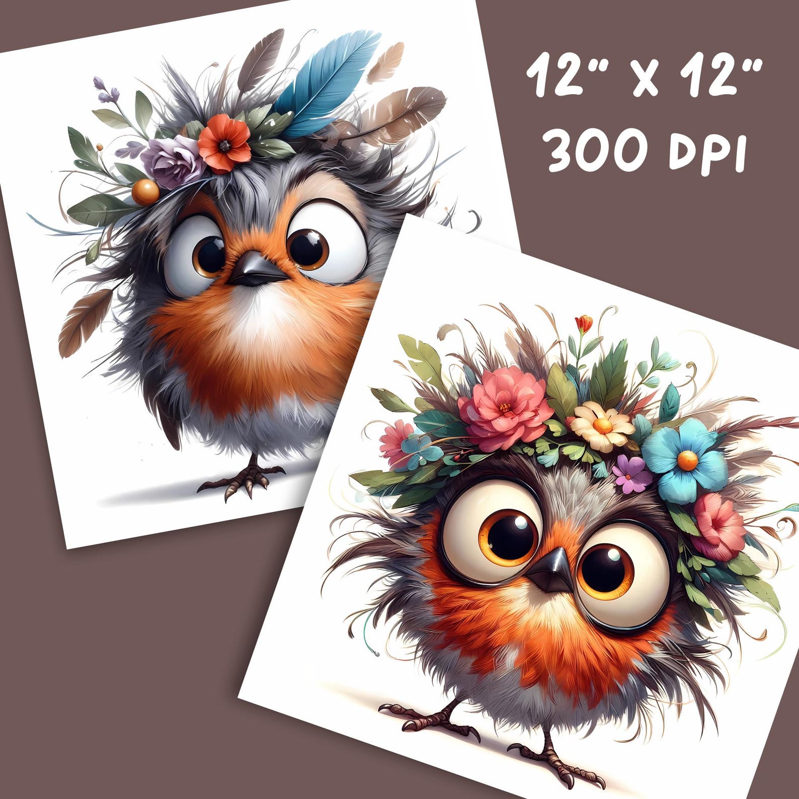 Whimsy Robin Watercolor Robin Clipart: Whimsical Chick Bundle (JPG Images) - Etsy