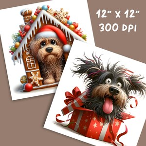 12 Christmas Dog Clipart - Festive Holiday Digital Download 300 DPI for ...