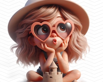 Beach Girl-clipartbundel: grillige Ragdoll-graphics (digitale download, 12 x 12 inch)