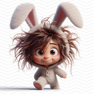Clipart di Pasqua stravagante - Costume da coniglio pasquale - Download digitale carino per artigianato e biglietti, uso personale e commerciale