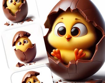 Easter Chick Clipart: Whimsical Chocolate Eggs (Digital Download)