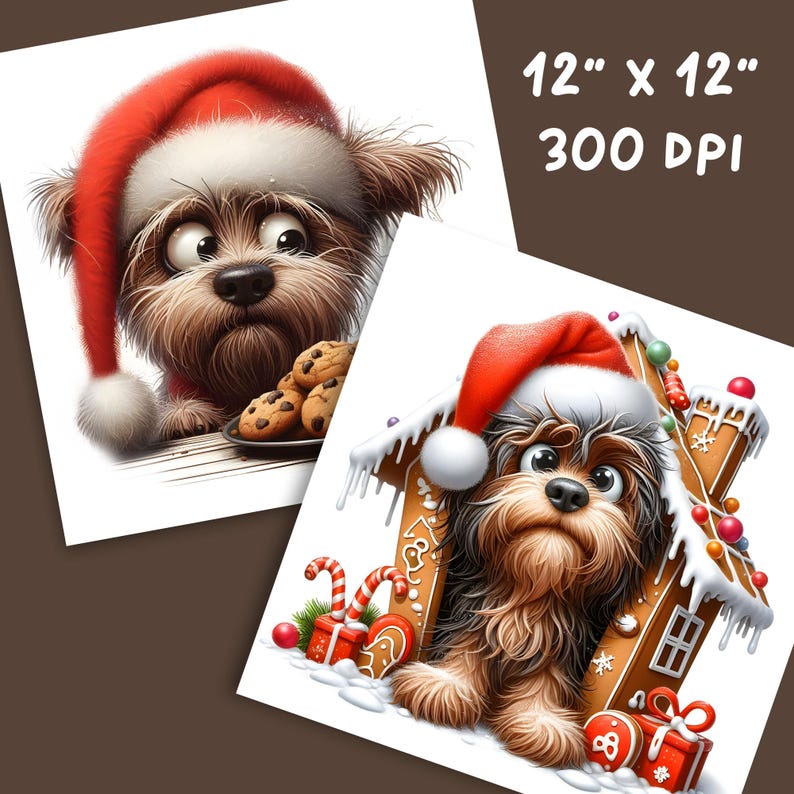 12 Christmas Dog Clipart - Festive Holiday Digital Download 300 DPI for ...