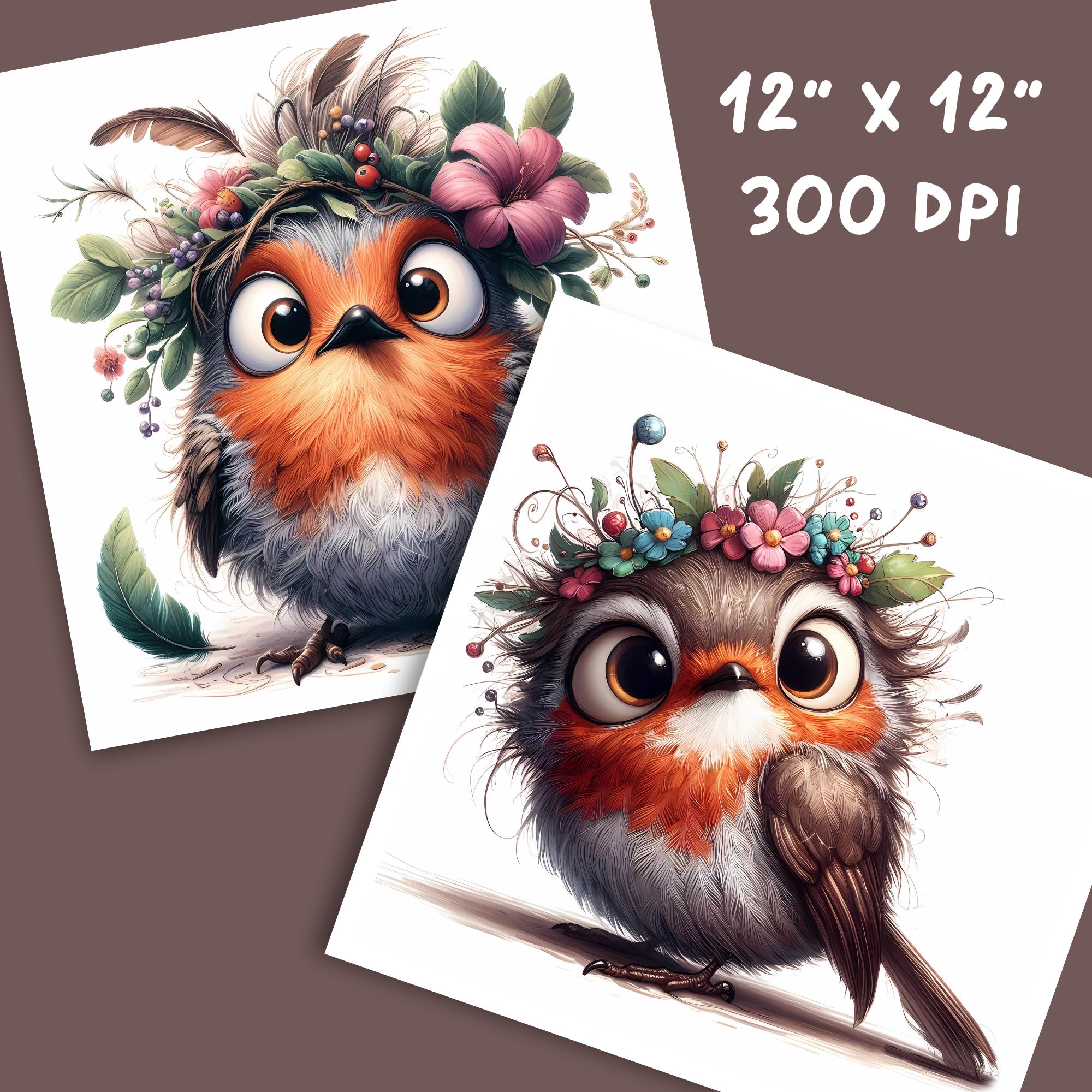 Whimsy Robin Watercolor Robin Clipart: Whimsical Chick Bundle (JPG Images) - Etsy