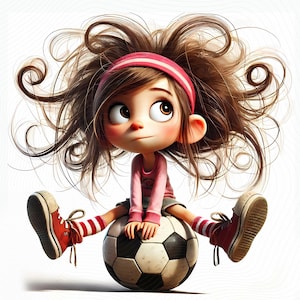 10 wunderliche Fußball Mädchen Clipart - Fun Sport JPG Bilder 300 DPI für den persönlichen und kommerziellen Gebrauch