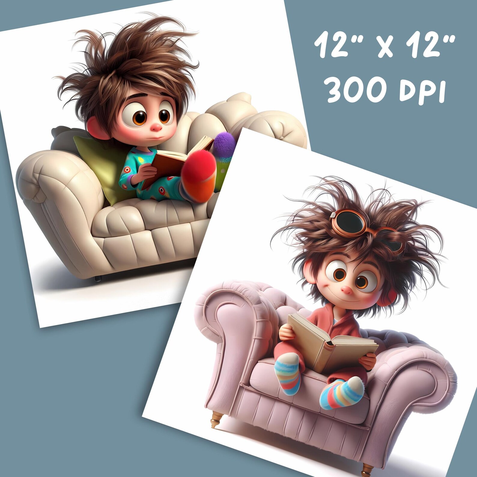 Whimsy Reading Whimsical Little Boy Reading Clipart Bundle (digital Download) - Etsy