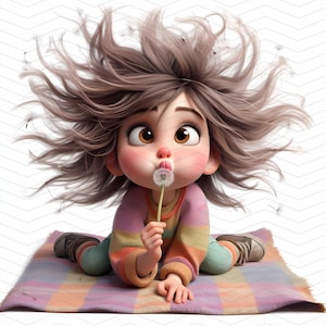 12 Whimsical Girl Clipart – Dandelion Daydreams Clipart Bundle – Frühlingsszene – digitaler Download 300 dpi für den persönlichen und kommerziellen Gebrauch