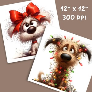 12 Christmas Dog Clipart - Festive Holiday Digital Download 300 DPI for ...