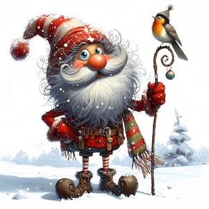 10 Quirky Santa Clipart, Commercial Use, Whimsical Santa Clipart, 300 DPI JPGs, Instant Download, Cute Whimsical Santa, Christmas clipart