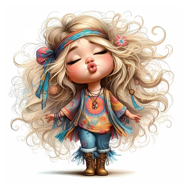 Whimsy Hippy Whimsical Hippie Clipart - Etsy