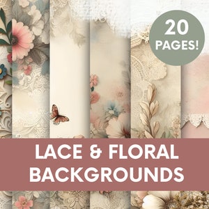 Shabby Grunge, Vintage Floral and Lace Printable, Collage Scrapbook paper, Digital Download Mixed Media Art For Art Or Junk Journal
