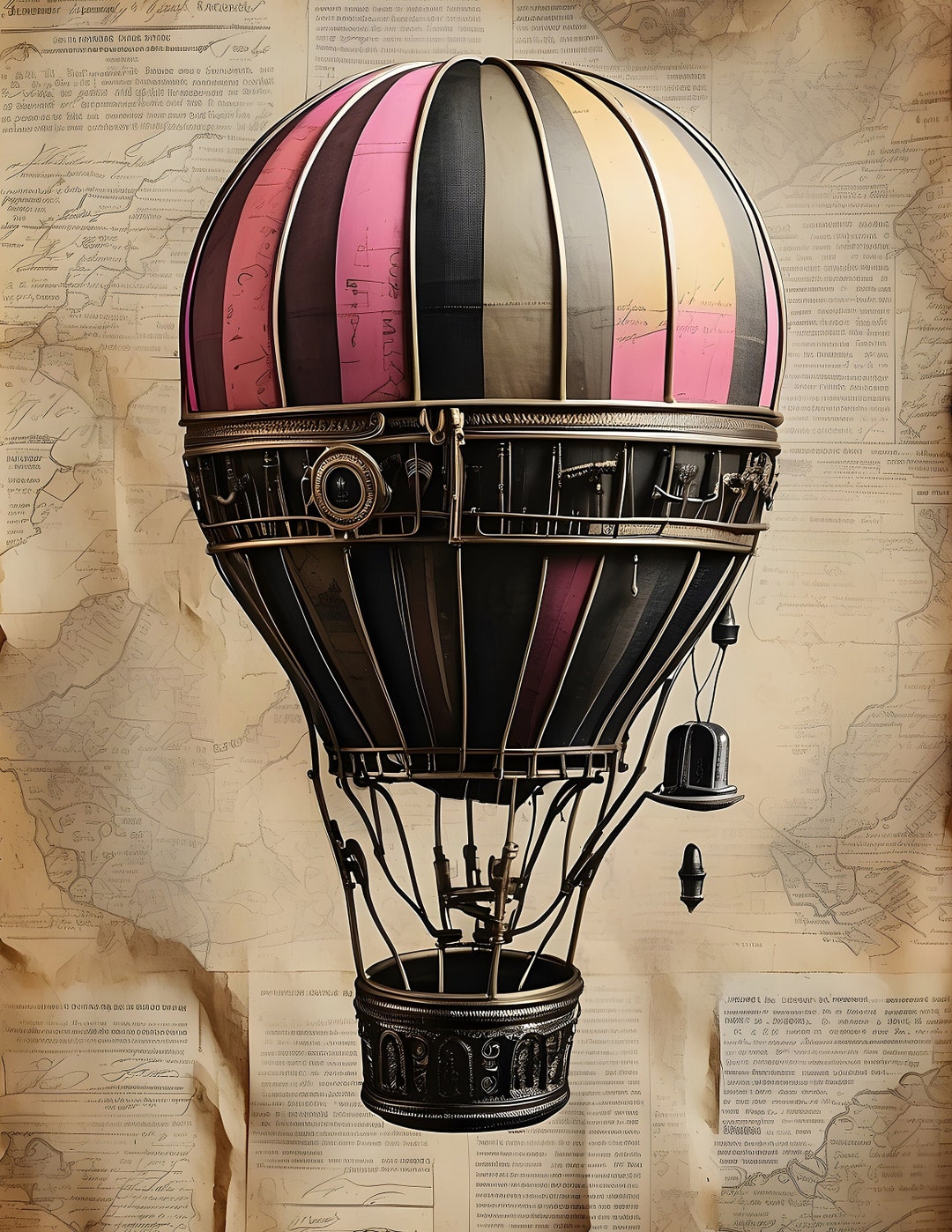 Steampunk Hot Air Balloons, Digital Art - Instant Download - Etsy