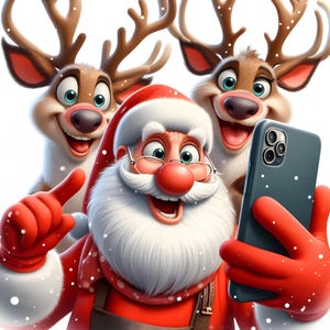 10 schrullige Santa Clipart - Selfies mit Rentier digitaler Download 300 DPI für persönlichen und kommerziellen Gebrauch, Weihnachtsclipart
