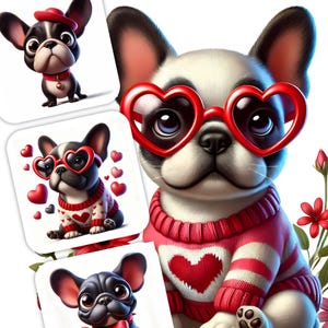 10 Valentinstag Französische Bulldogge Bilder, Valentinstag Hund, wunderliche Französische Bulldogge Clipart 300 DPI, persönlicher und kommerzieller Gebrauch