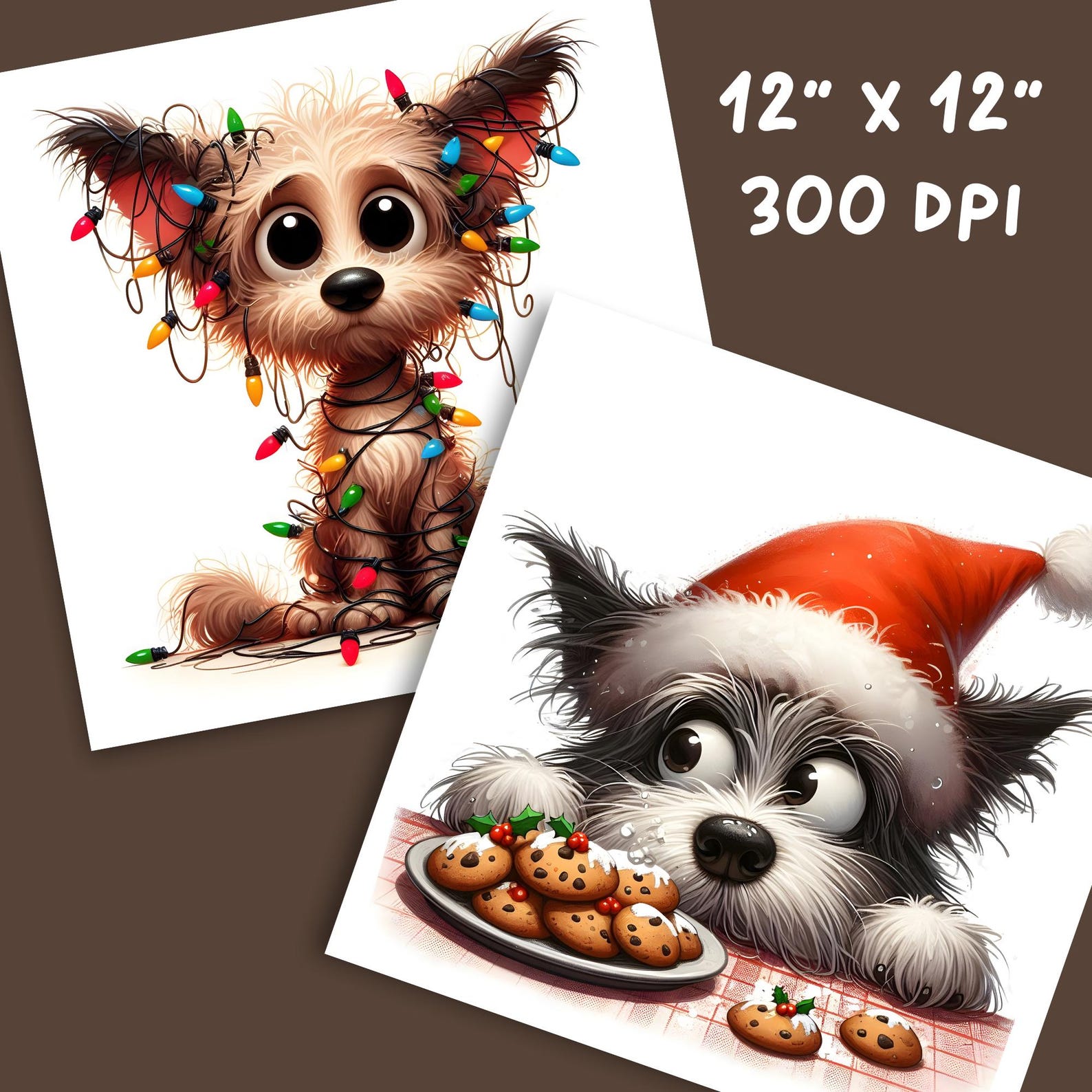 12 Christmas Dog Clipart - Festive Holiday Digital Download 300 DPI for ...