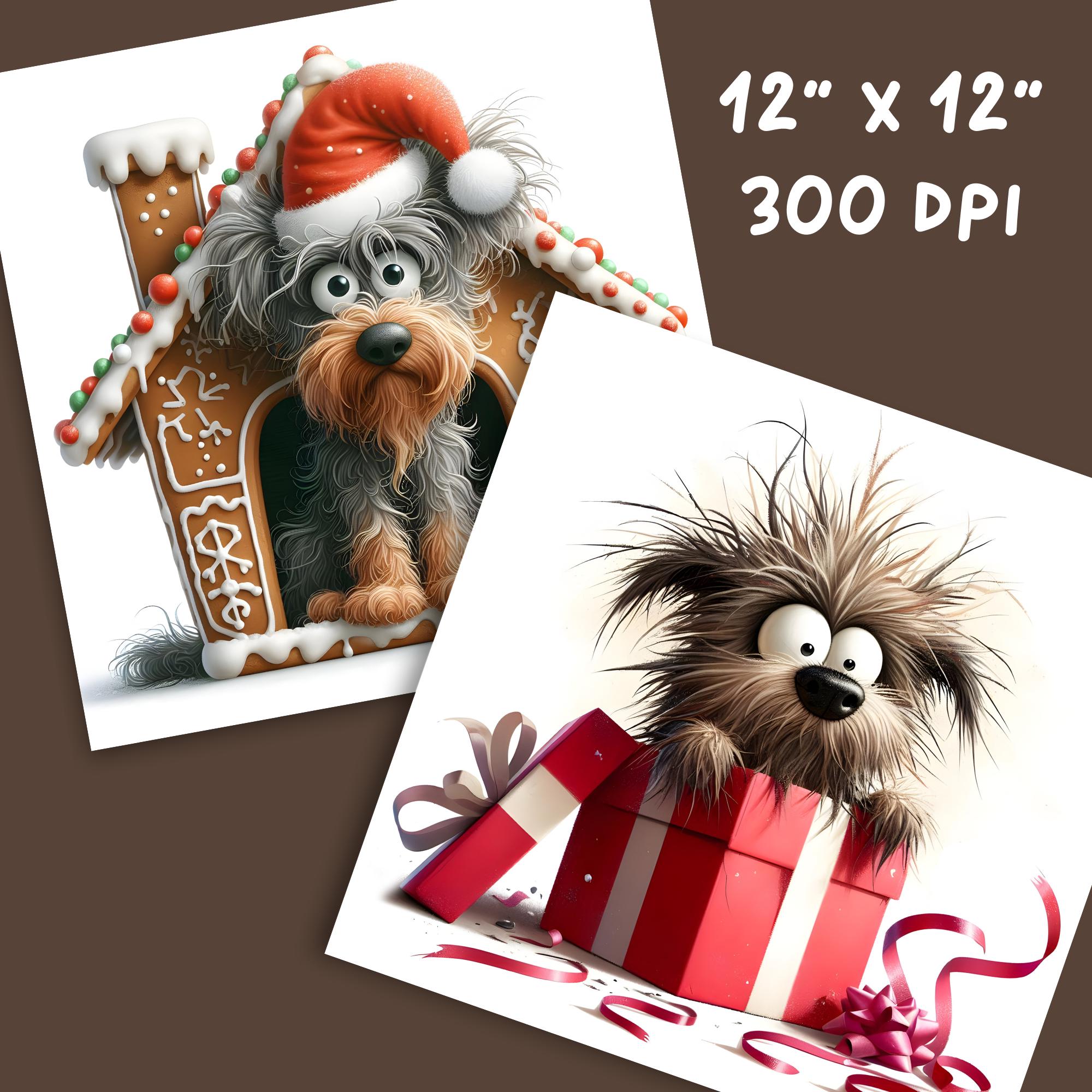 12 Christmas Dog Clipart - Festive Holiday Digital Download 300 DPI for ...