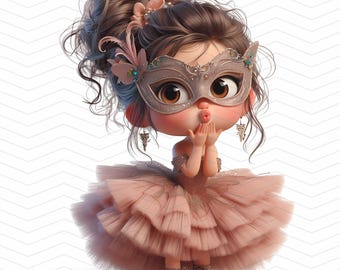 Masquerade Ball Clipart Bundle: Elegant Princess JPGs (Commercial Use, Digital Download