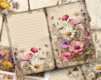 Watercolor Wildflower Junk Journal Kit | Printable Collage Sheet (PDF)