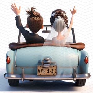 Just Married Hochzeitspaar Clipart | 12 Ungewöhnliche Braut und Bräutigam | Hochauflösende | Sofortdownload | Persönliche und Kommerzielle Nutzung